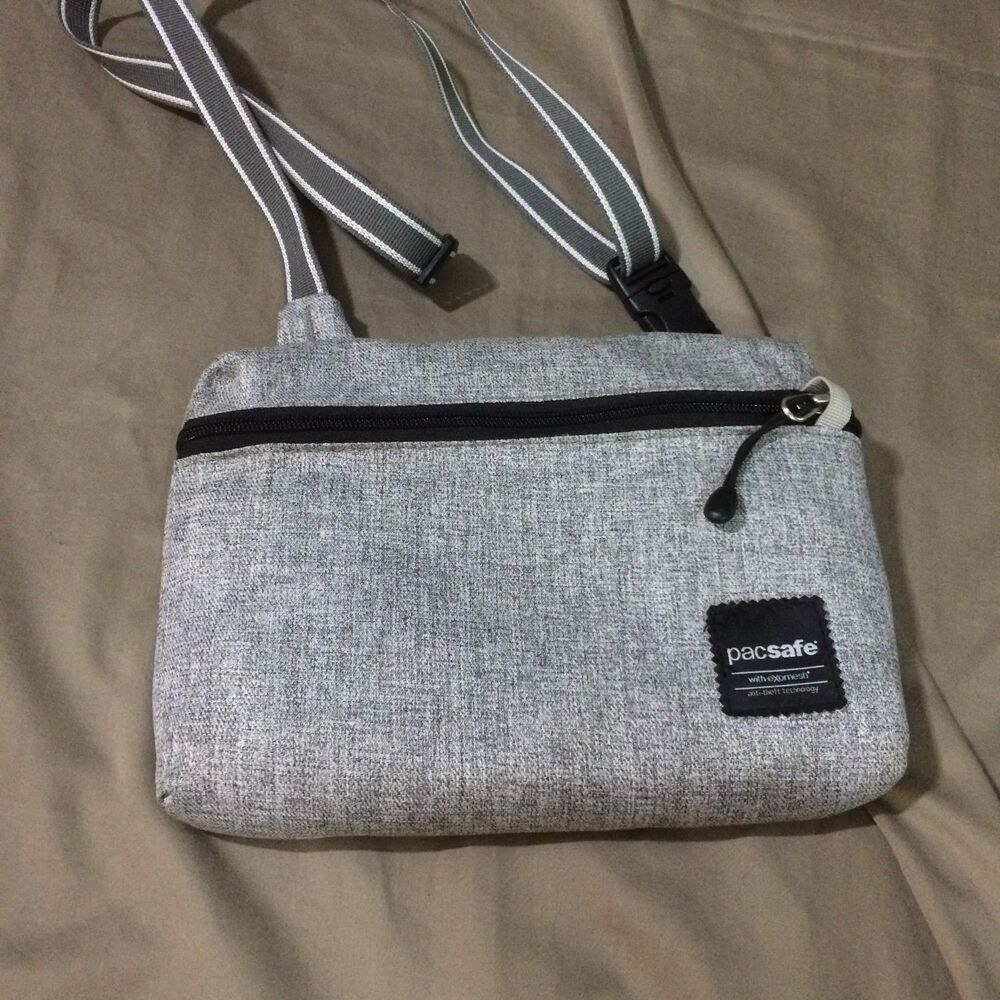 Pacsafe Slingsafe LX50 Anti Theft Crossbody Bag Tweed Gray RFID Mini Shoulder